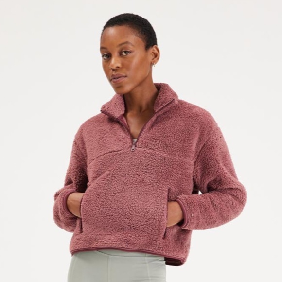 girlfriend collective Jackets & Blazers - GIRLFRIEND COLLECTIVE Recycled Half-Zip Fleece in Plume NWT